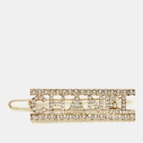 Chanel Logo Crystals Gold Tone Hair Clip - Chanel - Modalova