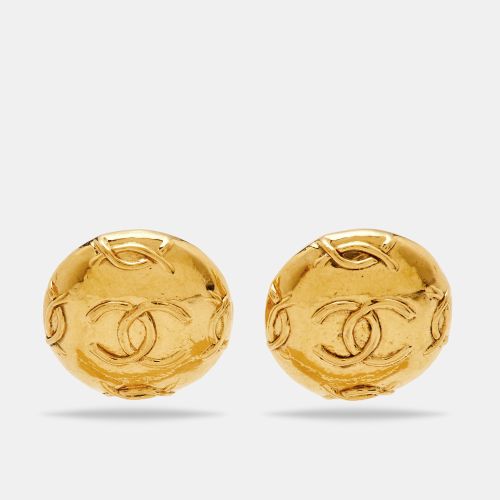 CC Tone Round Clip-on Stud Earrings - Chanel - Modalova