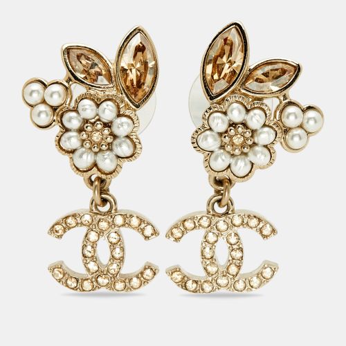 CC Faux Pearl Crystals Tone Earrings - Chanel - Modalova