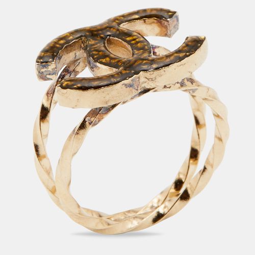 Chanel CC Resin Gold Tone Ring Size 53 - Chanel - Modalova