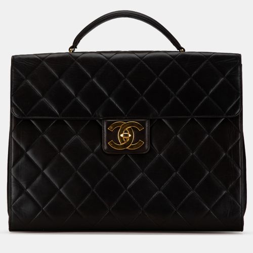 Chanel Black Quilted Lambskin Leather Flap Briefcase Bag - Chanel - Modalova