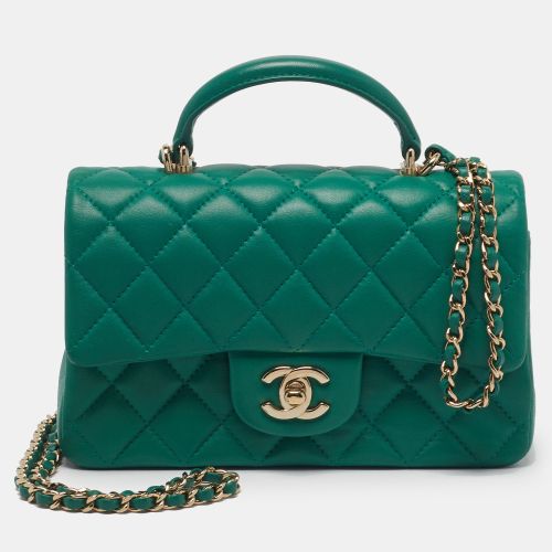 Rectangular Flap Mini Quilted Leather Top Handle Bag - Chanel - Modalova
