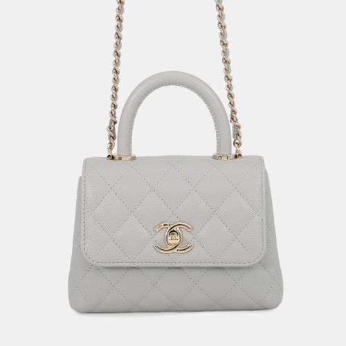 Coco Handle Mini Mini Light Gray Caviar Leather Top Handle Bag - Chanel - Modalova