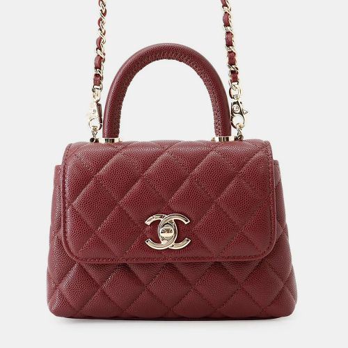 Coco Handle Mini Mini Bordeaux Caviar Leather Top Handle Bag - Chanel - Modalova