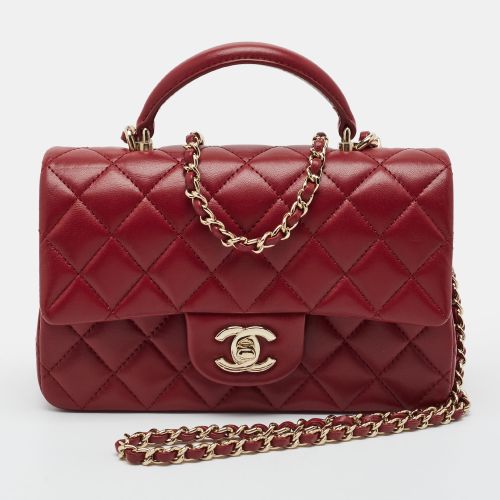 Rectangular Flap Mini Iridescent Quilted Leather Top Handle Bag - Chanel - Modalova