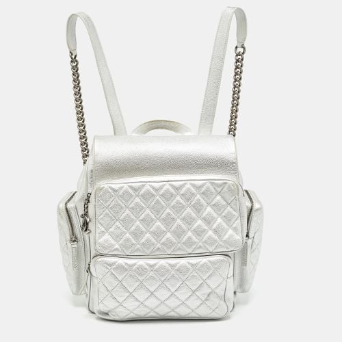 Chanel Silver Quilted Leather Casual Rock Airline Backpack - Chanel - Modalova