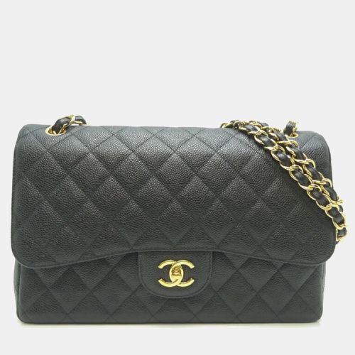 Chanel Black Caviar Leather Jumbo Classic Double Flap Shoulder Bag - Chanel - Modalova