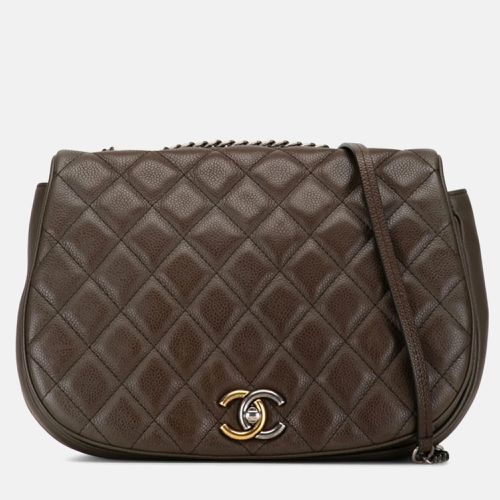 Khaki Caviar Quilted Casual Pocket Messenger Flap Bag - Chanel - Modalova