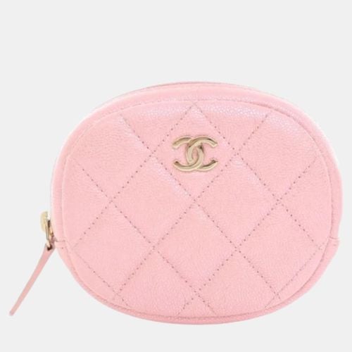 Chanel Rose Pink Iridescent Caviar Quilted Zip Around Classic Coin Purse - Chanel - Modalova