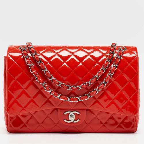 Chanel Orange Quilted Patent Leather Maxi Classic Double Flap Bag - Chanel - Modalova