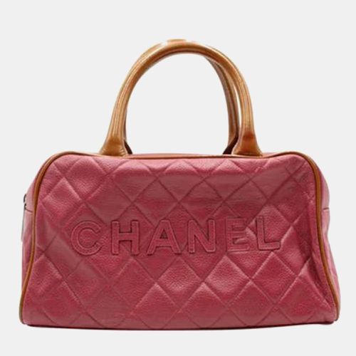 Chanel Red Quilted Leather Logo Bowler Bag - Chanel - Modalova