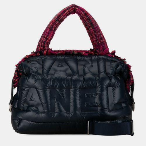 Chanel Navy Blue/Pink Nylon and Wool Tweed Doudoune Tote Bag - Chanel - Modalova