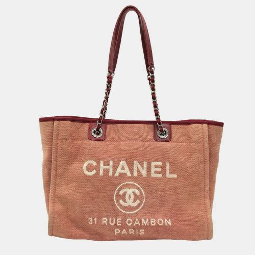 Chanel Red Canvas MM Deauville Tote Bag - Chanel - Modalova