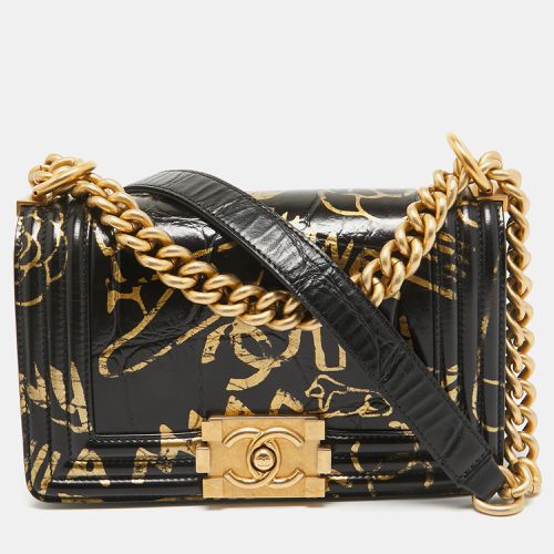 Chanel Black/Gold Croc Embossed Leather Graffiti Small Boy Bag - Chanel - Modalova