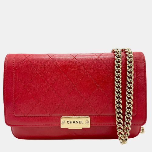 Chanel Red Quilted Calfskin Medium Label Click Flap Bag - Chanel - Modalova