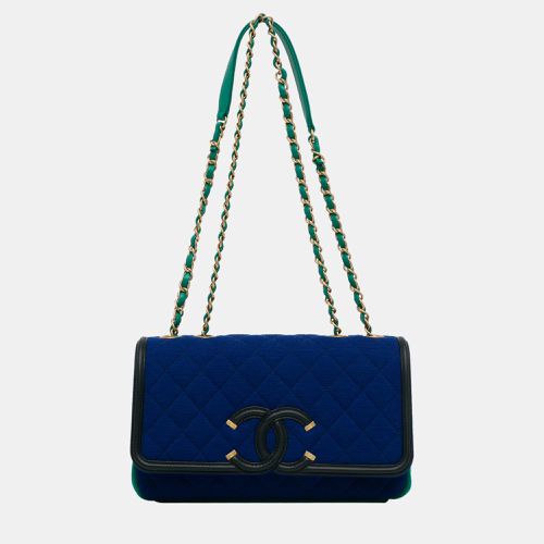 Chanel Blue Small Jersey CC Filigree Flap - Chanel - Modalova