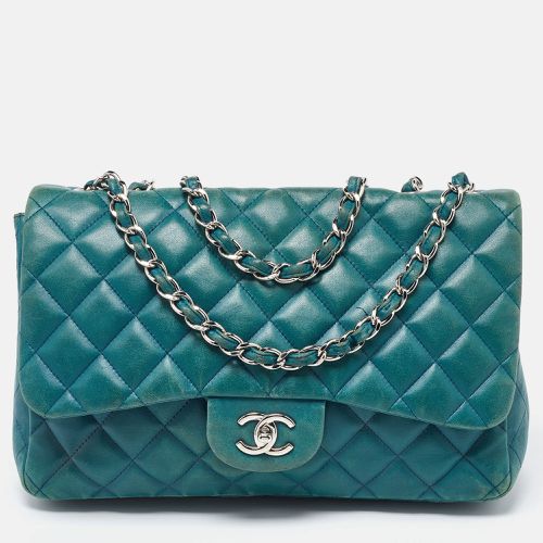 Chanel Green Quilted Leather Jumbo Classic Double Flap Bag - Chanel - Modalova