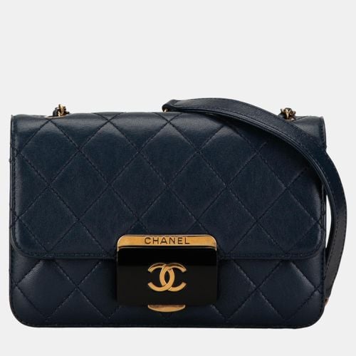 Chanel Navy Blue Mini Lambskin Beauty Lock Flap - Chanel - Modalova