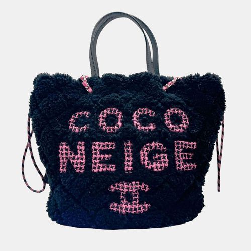 Chanel Black Quilted Shearling and Pink Tweed Coco Neige Tote Bag - Chanel - Modalova