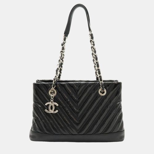 Chanel Black Patent Chevron Small Shopping Tote Bag - Chanel - Modalova