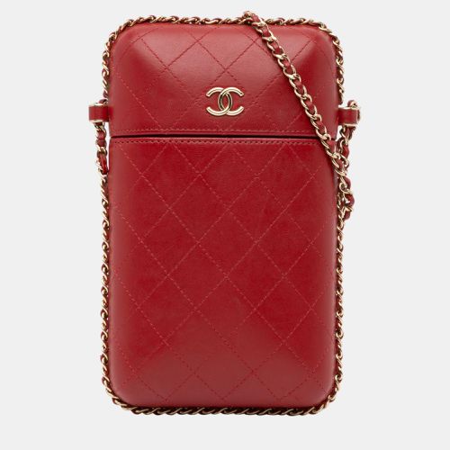 Chanel Red CC Quilted Lambskin Chain Around Phone Holder - Chanel - Modalova