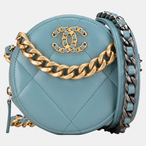 Chanel Blue Lambskin 19 Round Clutch with Chain - Chanel - Modalova