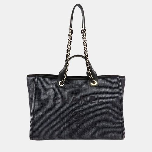 Chanel Navy Blue Large Canvas Deauville Satchel - Chanel - Modalova