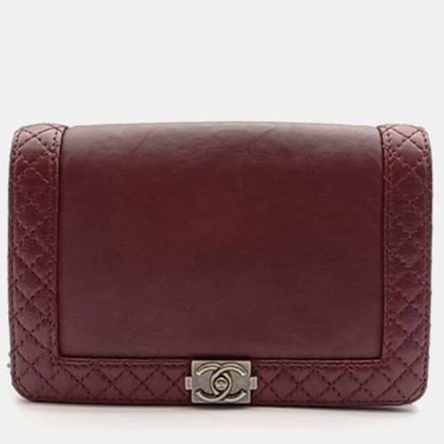 Burgundy Leather Reverso Boy Shoulder Bag - Chanel - Modalova