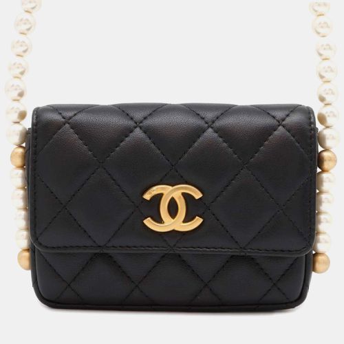 Leather Faux Pearl CC Wallet on Chain - Chanel - Modalova