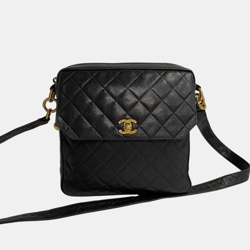 Chanel Vintage Black Caviar Quilted Zip Crossbody Bag - Chanel - Modalova