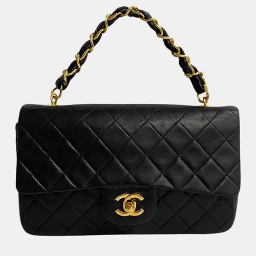 Chanel Black Lambskin Leather Chain Top Handle Bag - Chanel - Modalova