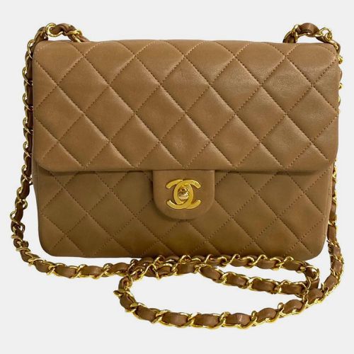 Chanel Brown Leather Lambskin Mini Classic Single Flap Shoulder Bag - Chanel - Modalova