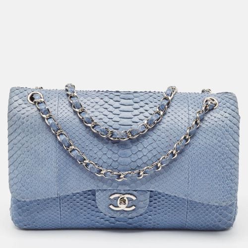 Chanel Blue Python Jumbo Classic Double Flap Bag - Chanel - Modalova