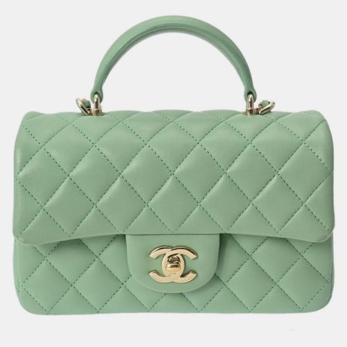 Chanel Green CC Quilted Lambskin Top Handle Flap Bag - Chanel - Modalova