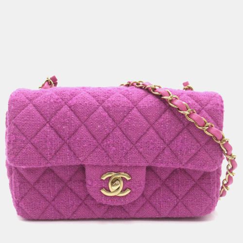 Chanel Purple Tweed Quilted Mini Rectangular Flap Shoulder Bag - Chanel - Modalova