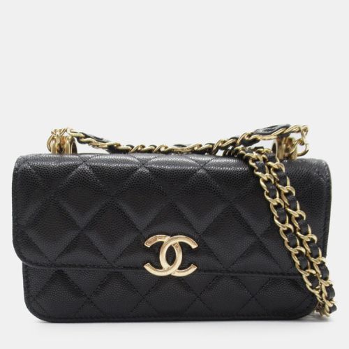 Chanel Black Caviar Quilted Chain Link Clutch With Chain - Chanel - Modalova