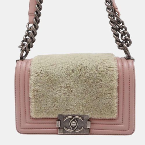 Chanel Pink/Beige Leather and Shearling Boy Shoulder Bag - Chanel - Modalova