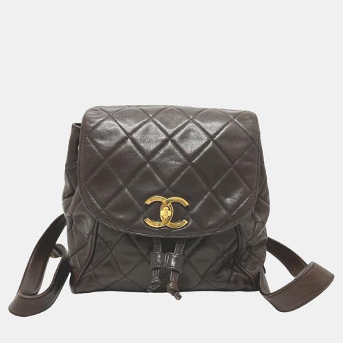 Chanel Brown Leather Vintage CC Backpack Bag - Chanel - Modalova