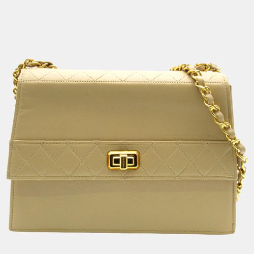 Chanel Beige Leather Trapezoid Flap Shoulder Bag - Chanel - Modalova