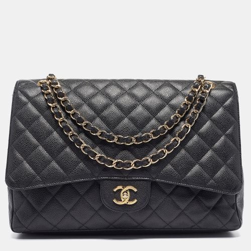 Chanel Black Quilted Caviar Leather Maxi Classic Single Flap Bag - Chanel - Modalova