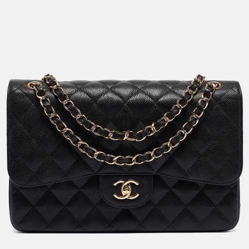 Chanel Black Quilted Caviar Leather Jumbo Classic Double Flap Bag - Chanel - Modalova