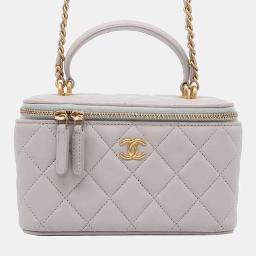 Chanel Light Grey Lambskin Leather Vanity Case Shoulder Bag - Chanel - Modalova