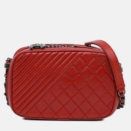 Chanel Red Lambskin Leather Small Coco Boy Camera Bag - Chanel - Modalova