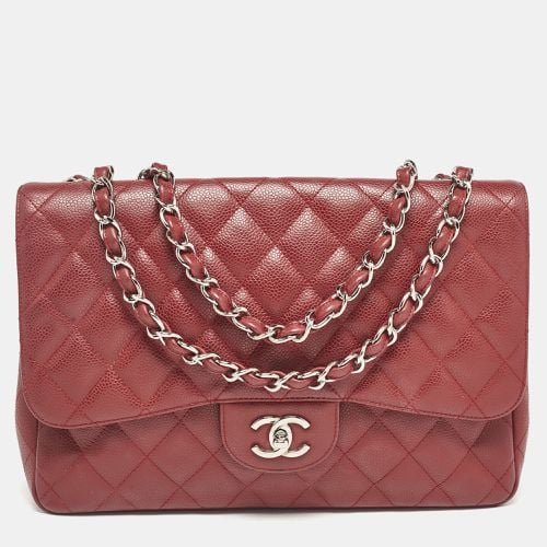 Chanel Red Quilted Caviar Leather Jumbo Classic Single Flap Bag - Chanel - Modalova