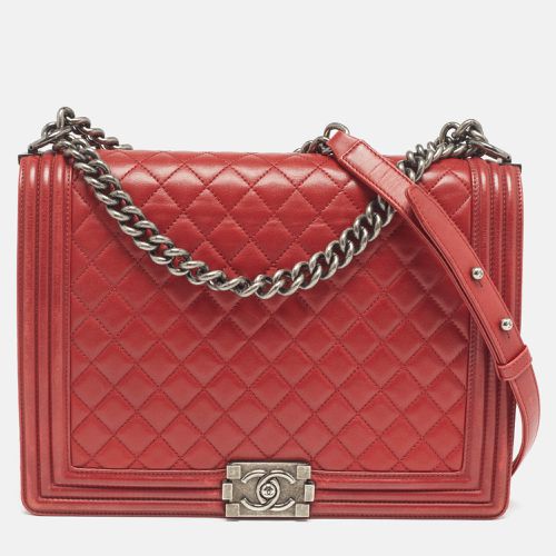 Chanel Red Quilted Leather Large Boy Flap Bag - Chanel - Modalova