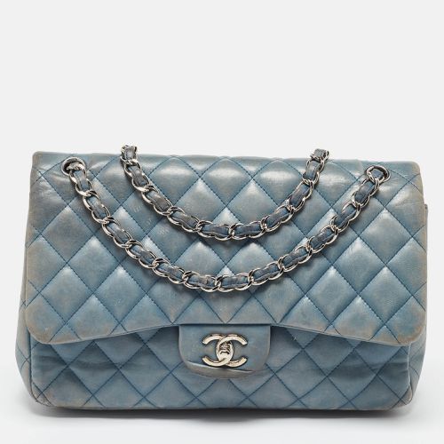 Chanel Blue Quilted Leather Jumbo Classic Double Flap Bag - Chanel - Modalova