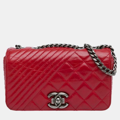 Chanel Red Glazed Leather Small Coco Boy Flap Bag - Chanel - Modalova