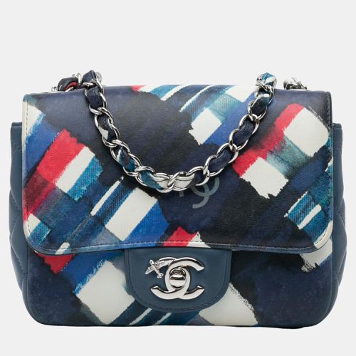 Chanel Blue Lambskin Leather Mini Square Classic Printed Airlines Flap Bag - Chanel - Modalova