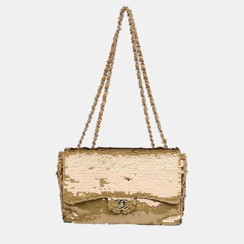 Chanel Satin and Sequins Gold Medium Single Flap Bag - Chanel - Modalova