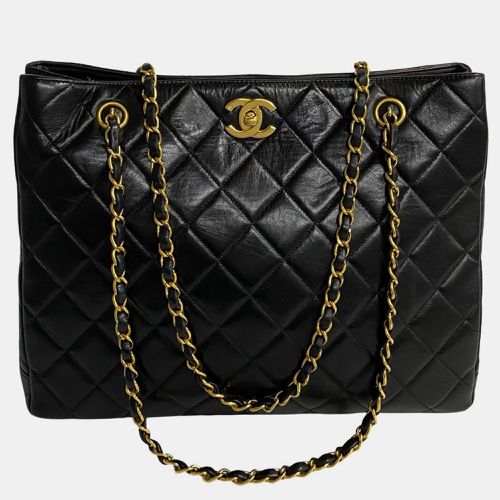 Chanel Black Leather Quilted Vintage Chain Tote Bag - Chanel - Modalova